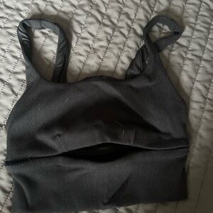 ALO Yoga Charcoal Ribbed Sports Bra